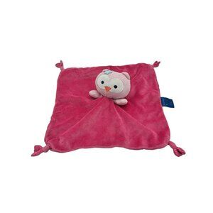 HTF FALLS CREEK BABY PINK‎ OWL SATIN KNOTTED CORNERS SECURITY BLANKET LOVEY J5